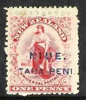 1902 1d Carmine Universal, Mixed Perfs, SG 12, Fine Mint. For More Images, Please Visit Http://www.sandafayre.com/itemde - Niue