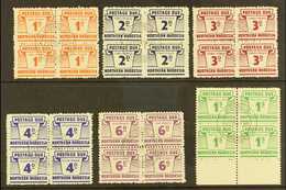 POSTAGE DUES 1963 Set Of 6 Values In Blocks Of 4, SG D5/10, SUPERB USED With Central NDOLA C.d.s. Postmarks (6 Blocks).  - Nordrhodesien (...-1963)