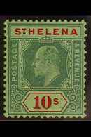 1908-11 10s Green & Red On Green, Wmk Crown CA, SG 70, Very Fine Mint. For More Images, Please Visit Http://www.sandafay - Isola Di Sant'Elena