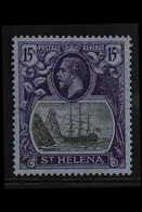 1922 15s Grey And Purple On Blue, Badge Of The Colony, SG 113, Very Fine Mint Og. For More Images, Please Visit Http://w - St. Helena
