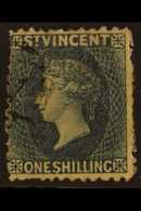 1862-68 1s Slate-grey Perf 11 To 12½, SG 8, Used, Light Wrinkle & Small Thin, Usual Rough Perfs, Cat £900. Almost Clear  - St.Vincent (...-1979)