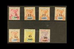 1893 Complete Surcharges Set, SG 15/21, Fine Mint. (7 Stamps) For More Images, Please Visit Http://www.sandafayre.com/it - Seychellen (...-1976)