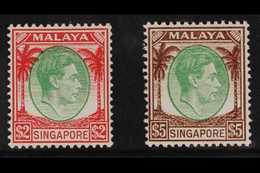1948-52 TOP VALUES $2 & $5 Perf 14, SG 14/15, Very Fine Mint (2 Stamps) For More Images, Please Visit Http://www.sandafa - Singapore (...-1959)