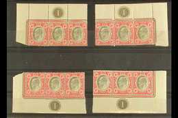 TRANSVAAL 1d Black & Carmine, SG 245 As Four Matching Plate (No 1) Blocks In Strips Of Three From The Four Corners. Mint - Non Classés