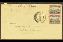 1933 "RAIL POST" COVER 1933 (16 Aug) Cover To Durban, Endorsed "Rail Post", Bearing 2d Vertical Pair Tied By "A.T.Suther - Non Classés