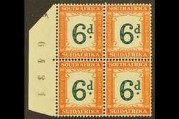 POSTAGE DUES 1932-42 6d Green & Brown-ochre, SHEET NUMBER Block Of 4, SG D29a, Never Hinged Mint. For More Images, Pleas - Unclassified