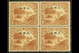 1927-30 4d Brown, Perf.14x13½, Broken Stop After "A" Variety, SG 62b, Very Fine/never Hinged Mint Block Of 4. For More I - Africa Del Sud-Ovest (1923-1990)