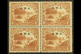 1927-30 4d Brown, Perf.14x13½, Broken Stop After "A" Variety, SG 62b, Very Fine/never Hinged Mint Block Of 4. For More I - África Del Sudoeste (1923-1990)