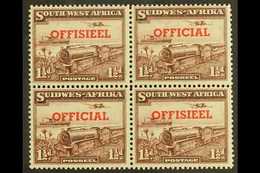 OFFICIAL 1951-2 1½d TRANSPOSED OVERPRINTS In A Block Of Four, SG O25a, Top Pair Lightly Hinged, Lower Pair Never Hinged  - South West Africa (1923-1990)