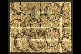1931-7 1½d Chocolate, Perf.11½, Block Of 24, SG 16d, Genuinely Used With 1933 "REGISTRATION / BULAWAYO S.R." Cancels And - Rhodésie Du Sud (...-1964)