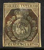 1853 3c Bronze Madrid Local Issue, SG 31 (Edifil 23), Used With Margins Just Touching At Bottom-left, Lightly Cancelled. - Other & Unclassified