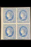 1864 2r Blue On White Imperf, BLOCK OF FOUR, SG 80b, Minor Gum Fault On One Stamp, Otherwise Never Hinged Mint, Full, La - Otros & Sin Clasificación