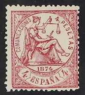 1874 4p Carmine (Edifil 151, Scott 209a, SG 225a) Never Hinged Mint With Usual Centering And Good Fresh Colour; Accompan - Altri & Non Classificati