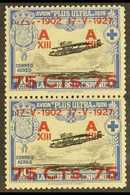 1927 75c On 10c Air Vertical PAIR ONE WITH DAMAGED TO "17 - V", Never Hinged Mint. For More Images, Please Visit Http:// - Otros & Sin Clasificación