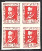 1935 30c Carmine "Lope De Vega", Variety "IMPERFORATE BLOCK OF 4", Edifil 691s, As SG 782, Never Hinged Mint (4 Stamps)  - Andere & Zonder Classificatie