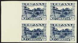 1936 50c Deep Blue "Granada", Variety IMPERFORATE, Edifil 809s, Marginal Block Of 4, Never Hinged Mint For More Images,  - Andere & Zonder Classificatie