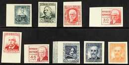 1936 Famous Spaniards Complete Set, Variety IMPERFORATE, Edifil 732s/40s, Never Hinged Mint (9 Stamps) For More Images,  - Other & Unclassified