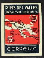 CIVIL WAR PINS DEL VALLES 1937 5c Horse Rider Red & Blue Imperf Local Issue With INVERTED RED COLOUR Variety, Never Hing - Autres & Non Classés