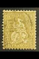 1862-4 1f Bronze-gold, Perf.11½, Impressed Watermark, Zumstein 36a, SG 60, Very Fine Used. For More Images, Please Visit - Altri & Non Classificati