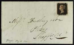 1840 12TH MAY COVER. 1840 (12 May) EL From Glasgow To Sheffield Bearing 1d Black 'OJ' Plate 1b Barely Tied By Red MC Can - Unclassified