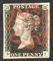 1840 1d Black 'D I' Plate 6, SG 2, Very Fine Used With 4 Margins & Choice Red MC Cancellation. A Particularly Beautiful  - Non Classificati