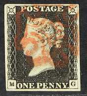 1840 1d Black 'MG' Plate 6, SG 2, Very Fine Used With 4 Neat Margins & Red MC Cancellation. For More Images, Please Visi - Non Classés