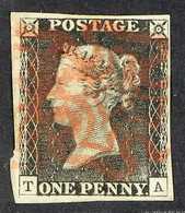 1840 1d Black 'TA' Plate 1b, SG 2, Very Fine Used With 4 Margins & Red MC Cancellation For More Images, Please Visit Htt - Non Classificati