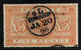 1867 £5 Orange On White Paper, SG 137, Fine Used With Full Perfs All Round, Well Centered With Good Colour And Just Slig - Altri & Non Classificati