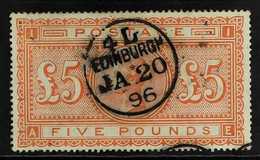 1867 £5 Orange On White Paper, SG 137, Fine Used With Full Perfs All Round, Well Centered With Good Colour And Just Slig - Otros & Sin Clasificación
