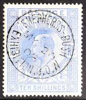 1902 10s Ultramarine, De La Rue Printing, SG 265, Superb Used With Full "SHEPHERDS BUSH EXHIBITION B.O.W." C.d.s., Dated - Unclassified