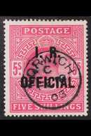 I. R. OFFICIAL 1902 5s Bright Carmine, SG O25, Used With Superb Norwich FEB 10 03 Cds Cancellation. Rare, Cat £10,000. F - Unclassified