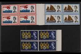 1963 Lifeboat Conference Phosphor Complete Set, SG 639p/41p, Superb Never Hinged Mint Marginal BLOCKS Of 4, Very Fresh.  - Other & Unclassified