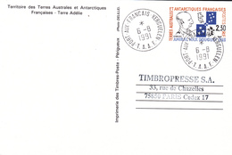 Entier Postal Amiral MAX DOUGUET Avec Oblitération   PORT Aux FRANCAIS KERGUELEN Du 6 Août 1991 - TAAF : Franse Zuidpoolgewesten