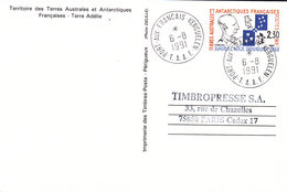 Entier Postal Amiral MAX DOUGUET Avec Oblitération   PORT Aux FRANCAIS KERGUELEN Du 6 Août 1991 - TAAF : Franz. Süd- Und Antarktisgebiete