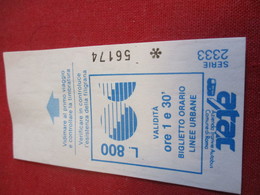 BUS/ 1  Ticket Ancien Usagé/ATAC /Azienda Tranvie Autobus Comune Di ROMA/ ROME/Octobre 1991           TCK137 - Europe