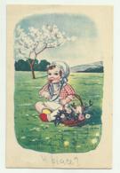 BAMBINA SU PRATO -  VIAGGIATA FP - 1900-1949