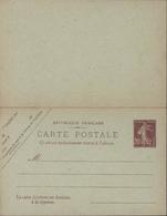 Entier CP Semeuse Camée 20 Ct Brun Avec Réponse Payée Neuve P161 Storch H4 Sans Date - Standard Postcards & Stamped On Demand (before 1995)
