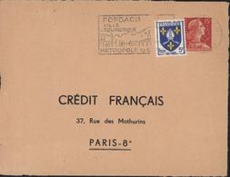 Entier Muller 15 Fr Rose Storch B5c Crédit Du Nord Paris 8  147x114 YT 1469 CAD Forbach 1957 + Flamme - Standard Covers & Stamped On Demand (before 1995)