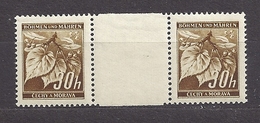 Böhmen Und Mähren 1941 MNH ** Mi 64 Zw Sc 24A  Lindenzweig Mit Lindenfrüchten I Zwischenstegpaar - Unused Stamps