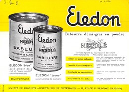 Ancien Buvard Collection ELEDON  NESLE BABEURRE  PRODUITS ALIMENTAIRES ET DIETETIQUES PLACE BERGSON PARIS 8 - Produits Laitiers