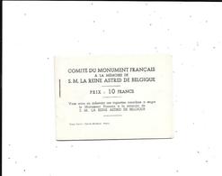 11434 - Carnet De 18 Vignettes Comité Monument Francais S.M La Reine ASTRID DE BELGIQUE, - Blocks & Sheetlets & Booklets