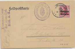 1914/18 - OCCUPATION ALLEMANDE EN BELGIQUE - CARTE FELDPOST OBLITEREE 19° CORPS D'ARMEE NON VOYAGEE - Armada Alemana