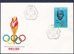 Belize FDC 1984 Olympic Games In Los Angeles + Sarajevo - From 1981 (LAR9-30) - Sommer 1984: Los Angeles