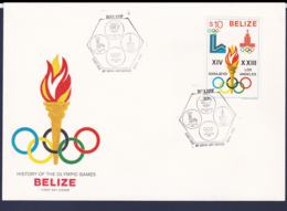 Belize FDC 1984 Olympic Games In Los Angeles + Sarajevo - From 1981 (LAR9-30) - Sommer 1984: Los Angeles