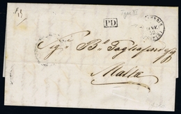 ALEAXANDRIA -> MALTA 1852  Complete Letter PD IN BLANCK - Levante Britannico