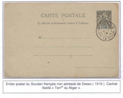 Soudan Entier Groupe Dosso Territoire Du Niger 1919 Stationary Ganzsache Entero - Cartas & Documentos
