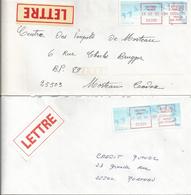 Lot De 2 Vignettes D'affranchissement Type "Oiseaux De Jubert" Sur Enveloppes - Bureau De Orchamps-Vennes (Doubs) - 1990 « Oiseaux De Jubert »