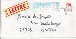 Vignette D'affranchissement Type "Oiseaux De Jubert" Sur Enveloppe - Bureau De Belleherbe (Doubs) - 1990 Type « Oiseaux De Jubert »