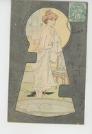 FEMMES -Jolie Carte Fantaisie Femme En Petite Tenue (sein Nu) Observée Par Le Trou De La Serrure - HENRI MORIN - Morin, Henri