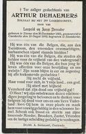 Souvenir Mortuaire DEHAEMERS Arthur (1883-1916) Geboren Te STEENE Gesneuveld Te CAESBERKE – Soldaat Bij 2de Linieregimen - Andachtsbilder